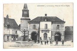 (26085-89) Cerisiers - La Fontaine L'Hôtel De Ville Et L'Eglise - Cerisiers