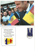 Visita Del Presidente Macron, Coprince De Andorra, Septiembre De 2019. De Gaulle, Copríncipe En La Parte Posterior - Covers & Documents