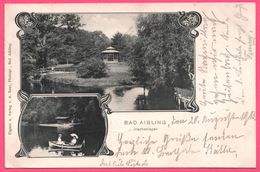 Bad Aibling - Irlach Anlagen - Irlachanlagen - 2 Vues - Kiosque - Barque - Animée - Edit. A. BAUR - 1903 - Bad Aibling