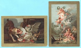 Lot De 2 Chromos Didactiques, Non Publicitaires. Tableaux Du Musée Du Louvre. J-B. Huet; Fr. Boucher. Bord Doré. - Sammelbilderalben & Katalogue