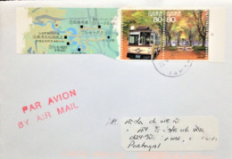 Japan, Circulated Cover To Portugal, "Tranportation", "Buses", "Gardens", 2010 - Lettres & Documents