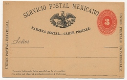 MEXIQUE - Entier Postal - Carte Postale 3 C Rouge - Mexique