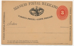 MEXIQUE - Entier Postal - Carte Postale 3 C Rouge - México