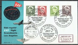 Greenland  1954. Michel  28-31 On First Fligh Cover Scandinavia-Los Angeles. - Storia Postale