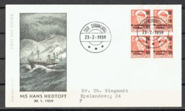 Greenland 1959. Michel 43, 4-block FDC Sent To Denmark. - Lettres & Documents