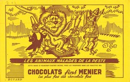 Ancien Buvard Collection Chocolats Fins Menier Les Animaux Malades De La Peste - Cocoa & Chocolat