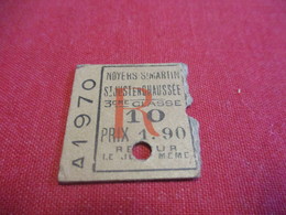 Ticket Ancien Usagé/Noyers St Martin-St Just En Chaussée/3éme Classe/Retour/Le Jour Même/Prix 1,90/Vers 1900-1930 TCK64 - Europa