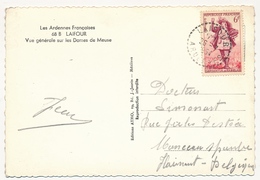 FRANCE - CPSM Affr 6F Gargantua - Cachet Tireté "LAIFOUR Ardennes 1954" - Vue Générale Sur Les Dames De Meuse - Storia Postale