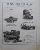 MACHINE Compresseur D'air Ets WAUQUIER à LILLE Rue De Wazemmes - Page Catalogue Technique De 1925 (Dims Env 22 X 30 Cm) - Maschinen