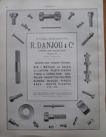 Ets R DANJOUX à Lomme Boulonnerie Visserie  - Page Catalogue Technique De 1925 (Dims Env 22 X 30 Cm) - Otros Aparatos