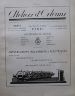 MACHINES Ets Ateliers D'Orleans Rue D'Ambert ORLEANS              Page Catalogue Technique De 1925 (Dims Env 22 X 30 Cm) - Maschinen