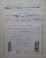 Ets Vve TARDIF OLIVET & Cie à NANCY  -  CHAUFFAGE Architecture  - Page Catalogue Technique De 1925 (Dims Env 22 X 30 Cm) - Architecture