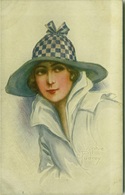 SOPHIE PADNEY SIGNED 1910s POSTCARD - WOMAN WITH BIG HAT - N.98-3 ( BG823) - Zumbusch, Ludwig V.