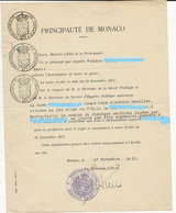 TIMBRES FISCAUX DE MONACO   TIMBRE BLASON 1 Fc  3 Exemplaires  Du 27 Novembre 1931 - Fiscale Zegels