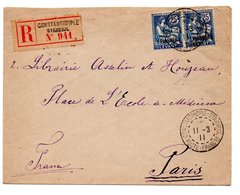 Turquie Turkey 1911 Enveloppe Recommandéé Colonie Francaise Constantinople Voir Photos - Storia Postale