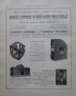 VENTILATEUR Sté Lyonnaise De Ventilation- Neuilly Sur Seine   - Page Catalogue Technique De 1925 (Dims Env 22 X 30 Cm) - Macchine