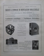 VENTILATEUR Sté Lyonnaise De Ventilation- Neuilly Sur Seine   - Page Catalogue Technique De 1925 (Dims Env 22 X 30 Cm) - Machines