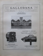 VENTILATEUR D'Usine GALLADANA    - Page Catalogue Technique De 1925 (Dims Env 22 X 30 Cm) - Maschinen