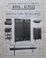 Mobilier Métallique Pour Les Mines - Cie Indudtrielle & Minière - Page Catalogue Technique De 1925 (Dims Env 22 X 30 Cm) - Tools