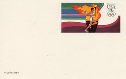 Etats-Unis - Carte émise En 1984 Par La Poste US Pour Les J.O. De Los Angeles. Flamme Olympique. Coureur à Pied. - Cartes Souvenir