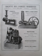 Machine POMPE CENTRIFUGE - Société Des Forges Modernes Bordeaux - Page Catalogue Technique De 1925 (Dims Env 22 X 30 Cm) - Maschinen