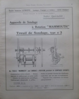 Plan TREUIL De SONDAGE "MAMMOUTH" Ets Lemoine LIEGE  - Page Catalogue Technique De 1925 (Dims Env 22 X 30 Cm) - Machines