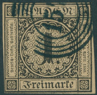 BADEN 1b O, 1851, 1 Kr. Schwarz Auf Braun, Pracht, Gepr. Pfenninger, Mi. 320.- - Other & Unclassified