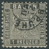 BADEN 13a O, 1862, 1 Kr. Schwarz, Pracht, Mi. 130.- - Autres & Non Classés
