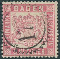 BADEN 16 O, 1862, 3 Kr. Rosakarmin Mit Zackenkranzstempel 177, Pracht, Fotobefund Flemming, Mi. (350.-) - Other & Unclassified