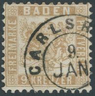 BADEN 20b O, 1864, 9 Kr. Gelbbraun, Pracht, Mi. 100.- - Sonstige & Ohne Zuordnung