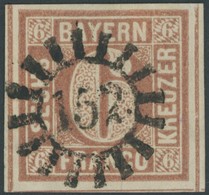 BAYERN 4I O, 1849, 6 Kr. Braunorange, Type I, Zentrischer MR-Stempel 152, Breitrandig, Kabinett, Gepr. Sem - Otros & Sin Clasificación