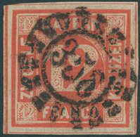 BAYERN 6 O, 1850, 12 Kr. Rot, Kabinett, Gepr. Sem, Mi. (180.-) - Sonstige & Ohne Zuordnung