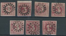 BAYERN 9 O, 1862, 3 Kr. Rosa, Rot, 7 Pracht- Und Kabinettwerte In Nuancen - Altri & Non Classificati