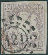 BAYERN 18 O, 1867, 12 Kr. Hellbraunviolett, Offener MR-Stempel 421, Pracht, Gepr. Sem - Otros & Sin Clasificación