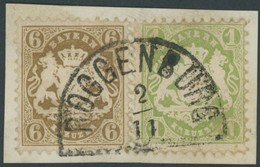 BAYERN 22Xa,24X BrfStk, 1870, 1 Kr. Hellgrün Und 6 Kr. Lebhaftockerbraun, Wz. Enge Rauten, Segmentstempel ROGGENBURG, Pr - Sonstige & Ohne Zuordnung