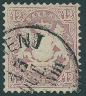 BAYERN 26X O, 1870, 12 Kr. Dunkelbraunpurpur, Wz. Enge Rauten, Kleine Rückseitige Aufrauhung Sonst Pracht, Gepr. Staraus - Otros & Sin Clasificación