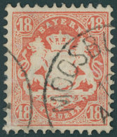 BAYERN 27Xb O, 1870, 18 Kr. Dunkelziegelrot, Wz. Enge Rauten, Kabinett, Gepr. Starauschek, Mi. (240.-) - Sonstige & Ohne Zuordnung