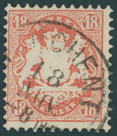 BAYERN 27Xb O, 1870, 18 Kr. Dunkelziegelrot, Wz. Enge Rauten, Pracht, Mi. 240.- - Otros & Sin Clasificación