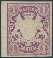 BAYERN 30a O, 1874, 1 M. Violett, Pracht, Gepr. Pfenninger, Mi. 120.- - Altri & Non Classificati