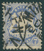 BAYERN 34 O, 1875, 7 Kr. Dunkelultramarin, Wz. 2, Rückseitiger Tintenspiegel, Pracht, Gepr. Pfenninger, Mi. 340.- - Otros & Sin Clasificación