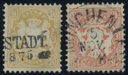 BAYERN 35/6 O, 1875, 10 Kr. Dunkelchromgelb Und 18 Kr. Dunkelzinnoberrot, Wz. 2, 2 Werte Feinst, Mi. 400.- - Sonstige & Ohne Zuordnung