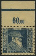 BAYERN 89I O, 1911, 5 M. Luitpold, Type I, Pracht,Mi. 60.- - Otros & Sin Clasificación