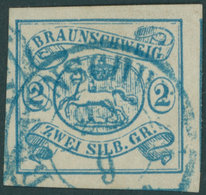 BRAUNSCHWEIG 2 O, 1852, 2 Sgr. Lebhaftpreußischblau, Blauer K2, Riesenrandig, Kabinett, Gepr. Brettl, Mi. (350.-) - Brunswick