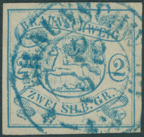 BRAUNSCHWEIG 2 O, 1852, 2 Sgr. Lebhaftpreußischblau, Blauer K2, Pracht, Gepr. Brettl, Mi. 350.- - Brunswick