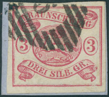 BRAUNSCHWEIG 12Ab BrfStk, 1862, 3 Sgr. Karmin, Prachtbriefstück, Gepr. Brettl, Mi. 350.- - Braunschweig