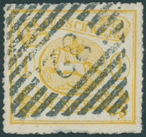 BRAUNSCHWEIG 14A O, 1864, 1 Sgr. Gelbocker, Durchstochen 16, Nummernstempel 32 (LUTTER), Pracht, Gepr. Drahn Und Brettl, - Brunswick