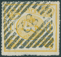 BRAUNSCHWEIG 14A O, 1864, 1 Sgr. Gelbocker, Durchstochen 16, Nummernstempel 32 (LUTTER), Pracht, Gepr. Drahn Und Brettl, - Braunschweig