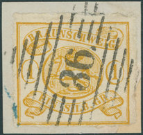 BRAUNSCHWEIG 14A BrfStk, 1865, 1 Sgr. Gelbocker, Durchstochen 16, Nummernstempel 36 (SALDER), Pracht, Mi. (180.-) - Brunswick