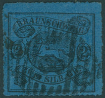 BRAUNSCHWEIG 15A O, 1864, 2 Sgr. Schwarz Auf Dunkelblau, Pracht, Gepr. Pfenninger, Mi. 420.- - Braunschweig