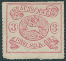 BRAUNSCHWEIG 16A (*), 1864, 3 Sgr. Lilarot, Ohne Gummi, Feinst, Mi. 600.- - Brunswick